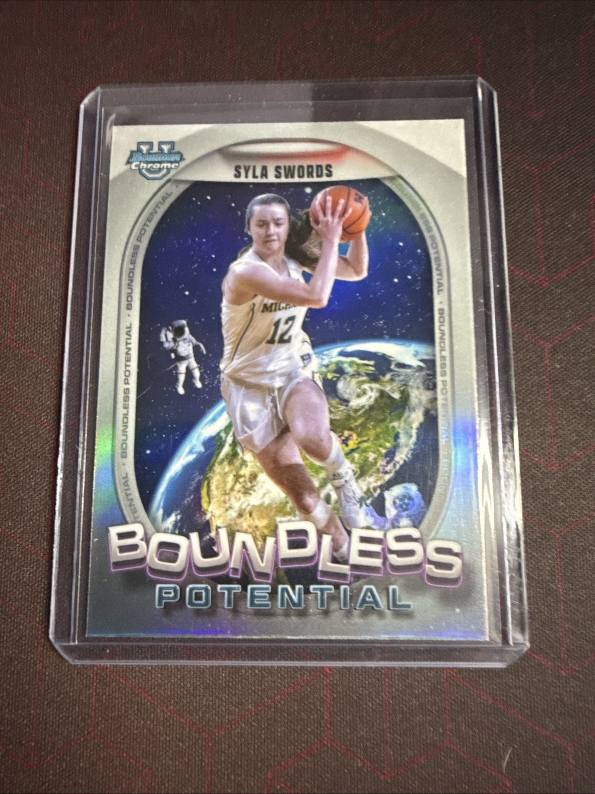 Syla Swords 2025 Bowman Chrome U Basketball #19 Boundless Potential Refractor Rookie Card