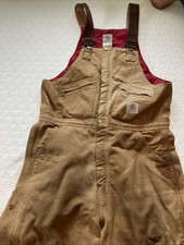 Carhartt Insulated Bibs Overalls Mens Size 36X34 Brown R04 USA Made Double Knees