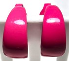 Vintage MOD Style Mid-Century Modern Pink Enamel Wide Hoop Clip-On Earrings