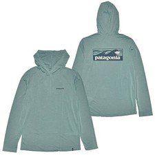 Patagonia Men Capilene Cool Daily Hoody Boardshort Logo L/S T-shirt - Blue Sage