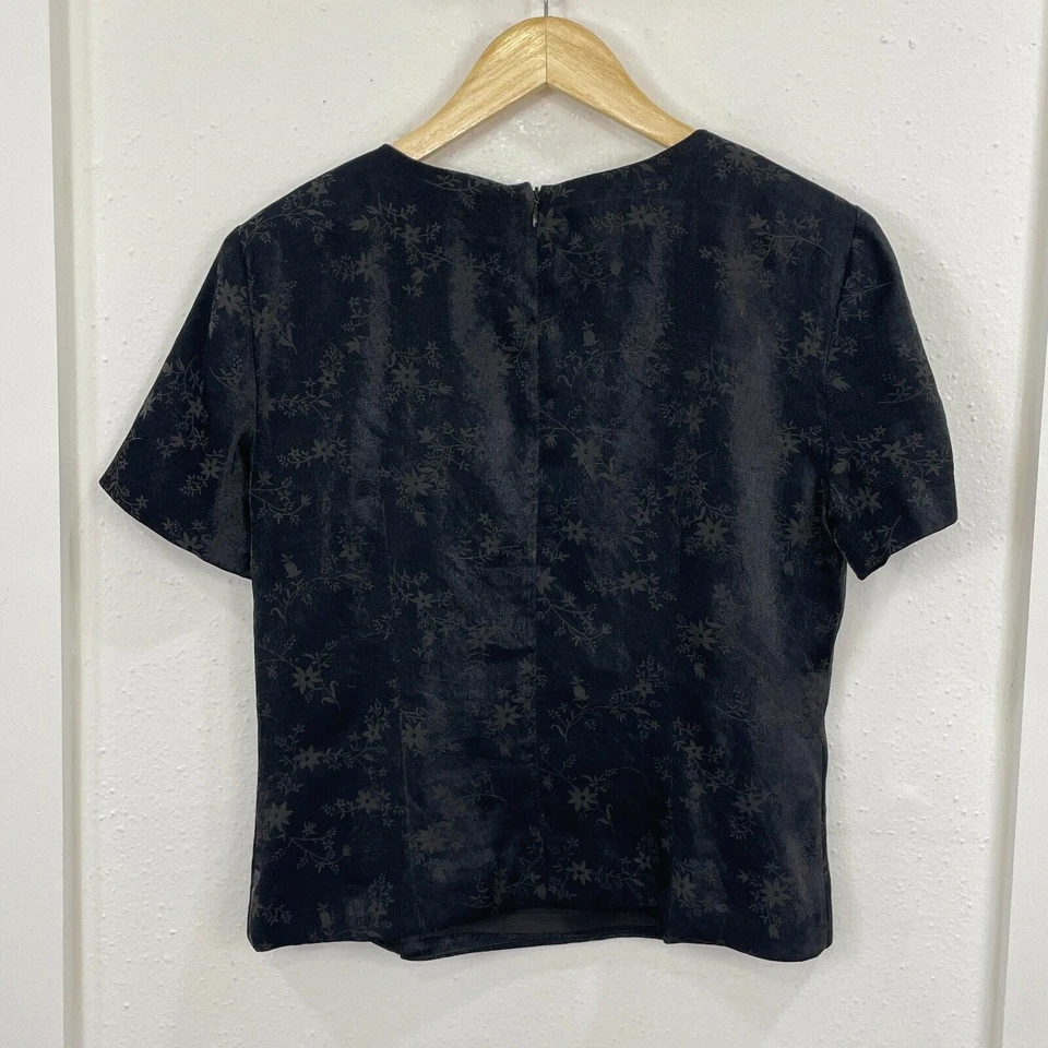 Donna Ricco 纽约衬衫女式黑色上衣 10 码方领晚礼服 — 第 4/4 张图片