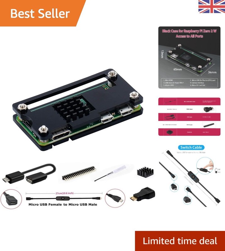Complete Raspberry Pi Zero 2 W Starter Kit - Acrylic Case & Accessories