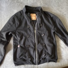 Mens Black Bomber Jacket S Regular Full Zip D...