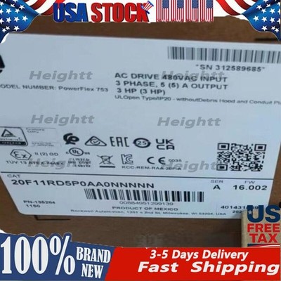 20F11RD5P0AA0NNNNN PowerFlex Air Cooled 753 AC Drive 20F11RD5P0AA0  US Free Tax