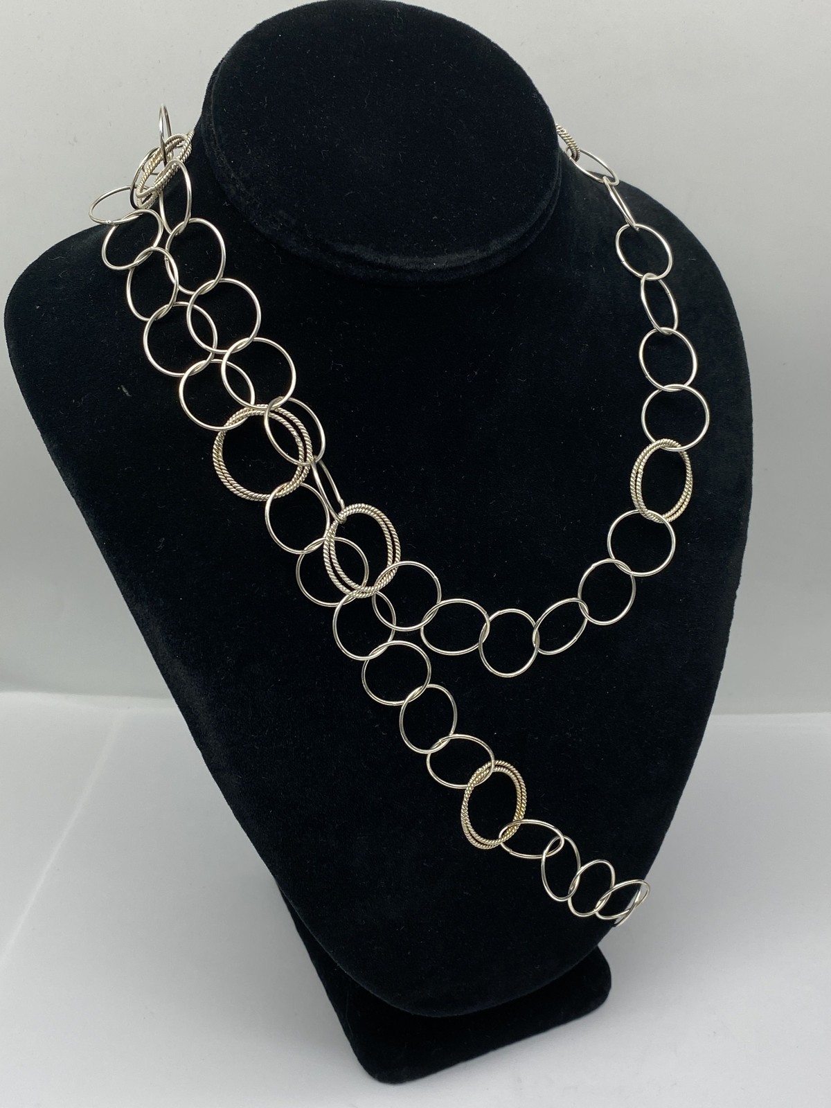 Sterling Silver Interlocking Circle Long Necklace… - image 3