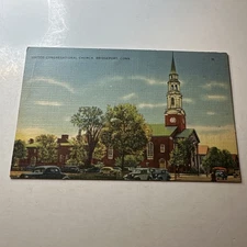 United Congregational Church Bridgeport Conn Linen Vtg Postcard