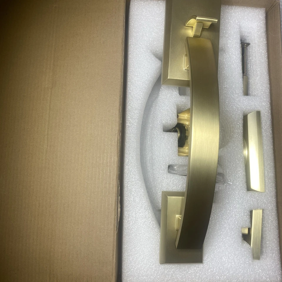 Cepillo Dorado Manija de Puerta de Entrada Frontal con Juego de Herrajes y Cerraduras Foto 3 de 3