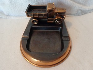 Oshkosh 4-Wheel Drive Figural Truck Desk Ashtray Match Holder