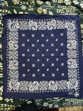 Vintage Bandana Blue All Cotton 20x21 Made In USA Crafted With Pride