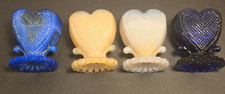 (4) Antique Vintage Lot Degenhart Glass Heart Sweetheart Toothpick Holders