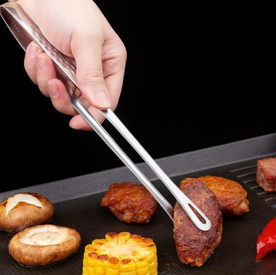 1 pcs heavy duty stainless steel BBQ grill tongs  ergonomic rust resistant tool