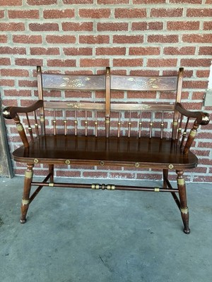 Tell City Hitchcock Style Maple Rumford & Gold Stenciled Spindle