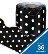 15 - Carson Dellosa 36 Ft Scalloped Black and White Polka Dot Bulletin Board Bor