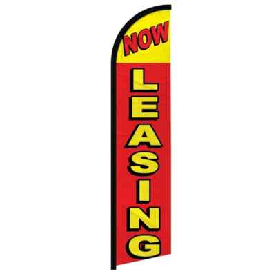 Now Leasing (RD/YW) Windless Full Sleeve Advertising For Lease Banner Flag
