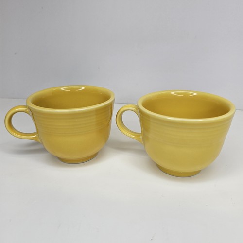 2 Vintage Fiesta Ware Yellow Tea Cup Mug Homer Laughlin USA HLC Fiestaware Set - Picture 3 of 10