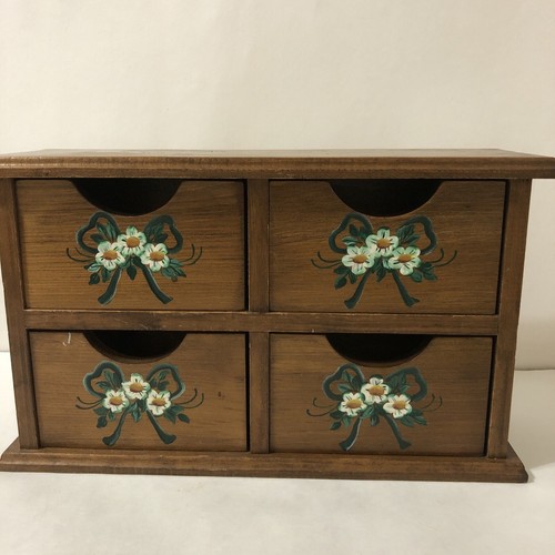 Antique Vintage Hand painted Wooden Sewing Box With 4 Drawers(14x8.5x4.5)