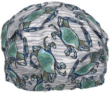 Blue Crabs On Grey Sea Mist Green Back Face Mask Triple Layer Double Wire Fitted