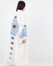 Cotton Kimono Robe Dressing Gown, Block Print Bridesmaid Robe, Summer Nightwear,