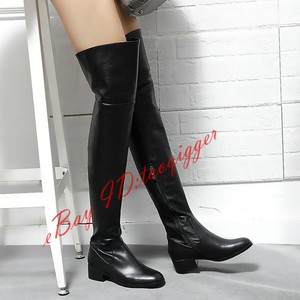 stretch leather thigh high boots