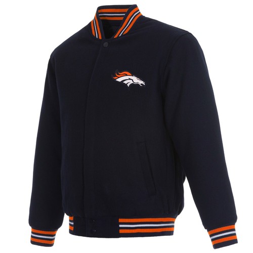 NFL Denver Broncos JH Design Wool Reversible Jacket With 2 Front Logos - 第 1/4 張圖片