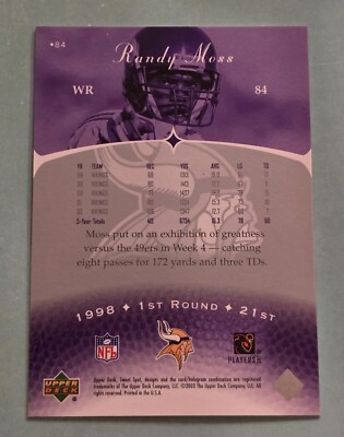 2003 Upper Deck NFL Sweet Spot RANDY MOSS #84 Minnesota Vikings | eBay