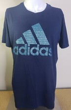 Adidas Go to Performance T-Shirt Men Size Large Blue Climalite Spell Out Graphic