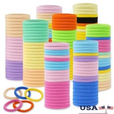 100 PCS Elastic Hair Ties No Damage Seamless Ponytail Holders All Hair Types New