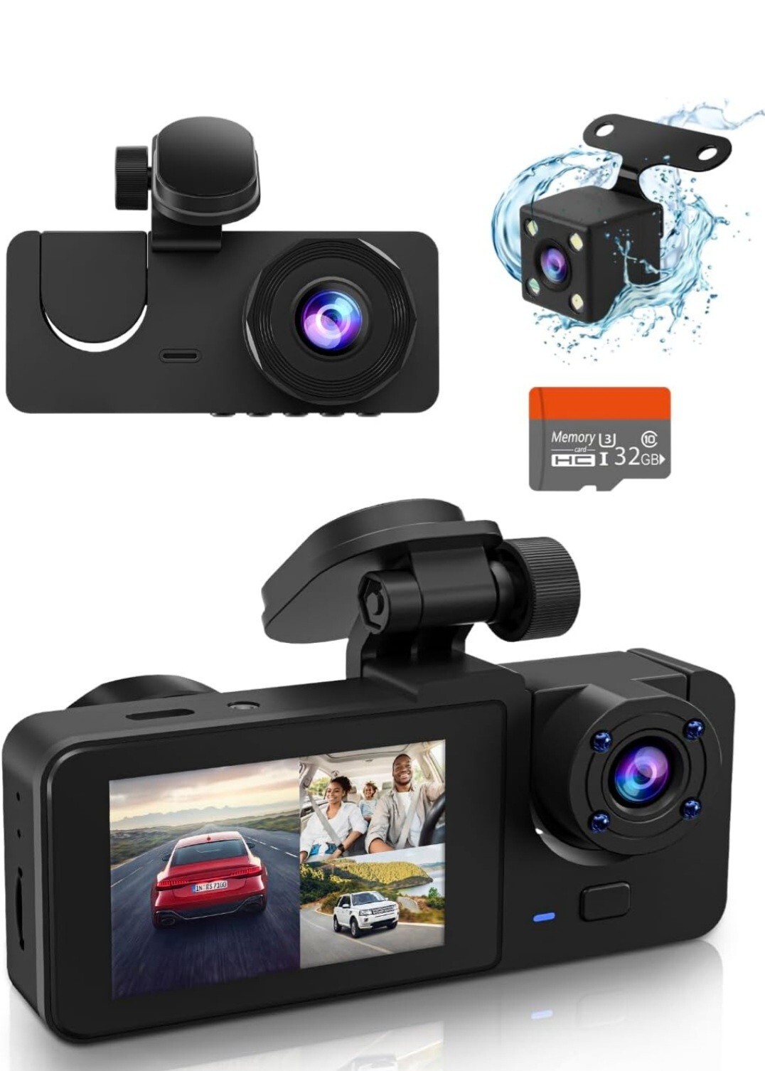 8K UHD 3-Channel Dash Cam with Front Rear and Interior Views-image