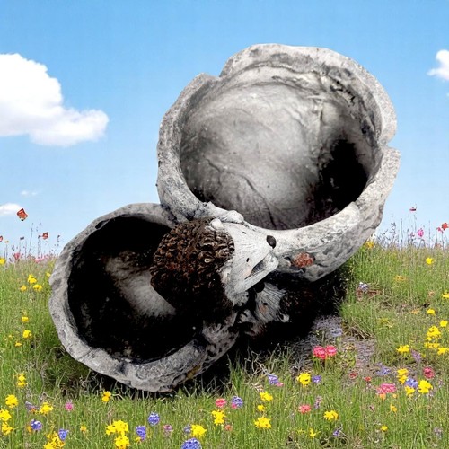 Large Hedgehog Garden Planter 24x38cm Faux Stone Design with Cute Hedgehogs - Picture 9 of 10