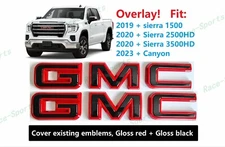 OVERLAY Front Rear Red Black GMC Emblem 2019+ Sierra 1500 2500HD 3500HD Canyon