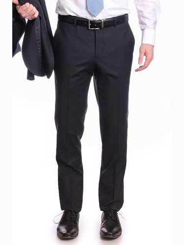 Raphael Herren einfarbiger schwarzer Slim Fit 2-teiliger Anzug mit spitzem Revers - Bild 2 von 3