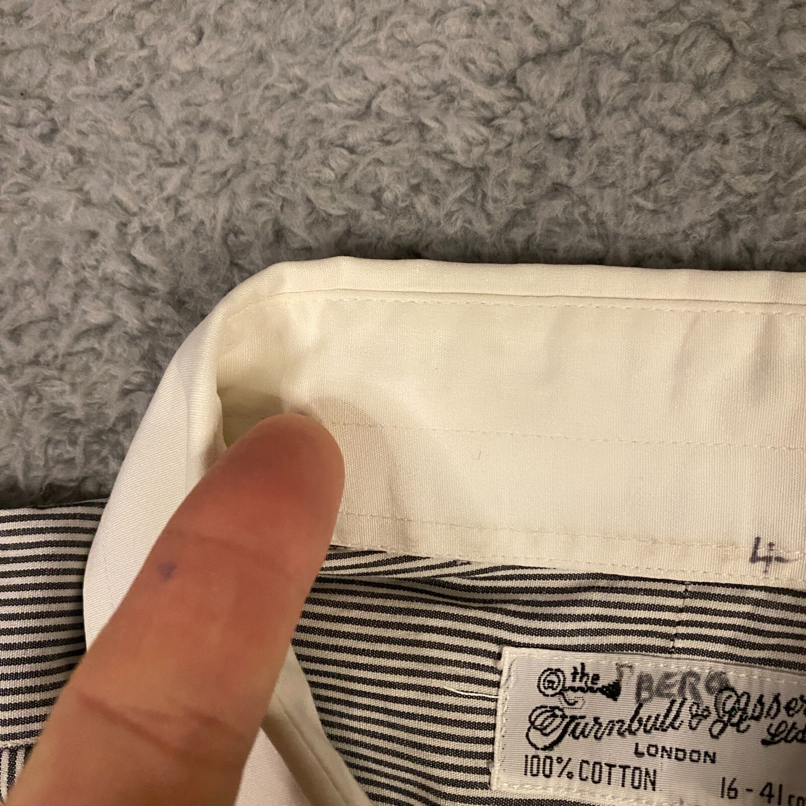 Turnbull & Asser Dress Shirt size 16 41 Striped Gray White French Cuff England