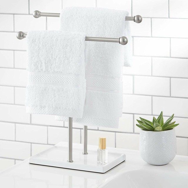 Fancy Shiny Heavy Chrome Countertop Double Hand Towel Holder