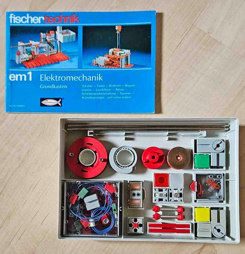 Fischertechnik Elektromechanik Grundkasten em1, vollständig, 30230, ohne Karton.