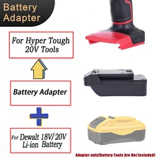 Adapter For Dewalt 18V/20V Li-Ion Battery To Fits For Hyper Tough 20V Drill Tool
