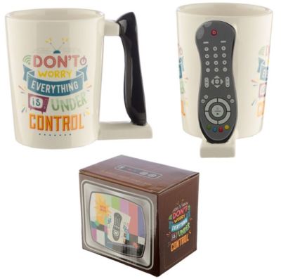 TELLY ADDICT IN CONTROL TV FERNGRIFF NEUHEIT KAFFEETASSE TASSE NEU & GESCHENK VERPACKT