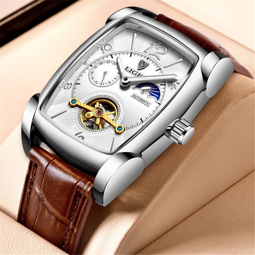 LIGE Watch Men Luxury Gold Mechanical Automatic Wristwatch Male Business Watches - Afbeelding 17 van 34