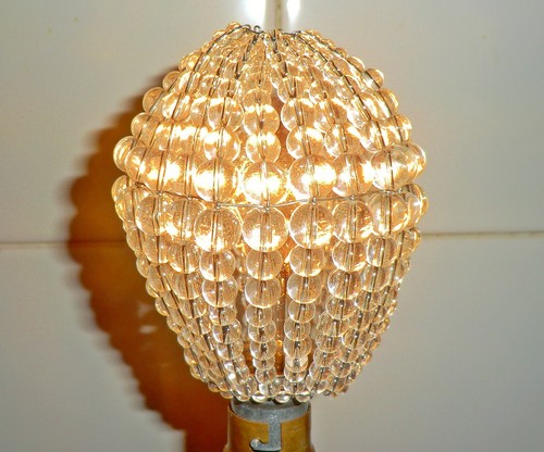 CHANDELIER GLASS CLEAR BEADS CRYSTALS DROPS LIGHT BULB COVER DROPLETS ART DECO - Picture 6 of 12