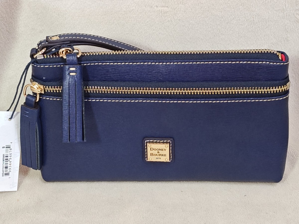 h Dooney & Bourke Saffiano Double Zip Wristlet Wallet Clutch | eBay