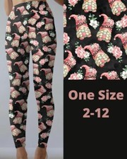 Best Mom Gnome Flower Women's Leggings w/ POCKETS OS One Size 2-12