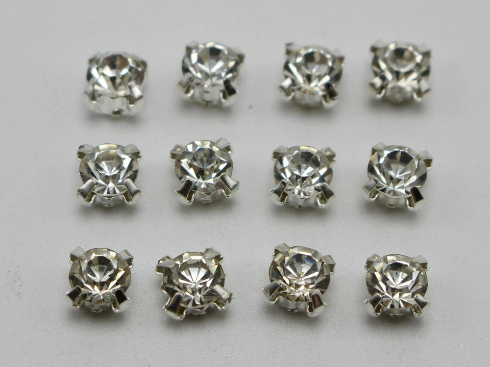 100 diamantes de imitación de cristal transparente plateado montes de rosas 6 mm coser cuentas Foto 2 de 4