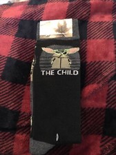 Image of Disney Star Wars Mandalorian Baby Yoda size 6-12 Crew Socks 2 Pack NEW