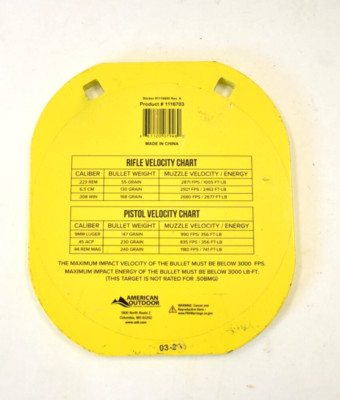Caldwell 1116703 AR500 Steel Yellow Target 8'' Gong Style 3/8'' Thick 1/2'' Bolts