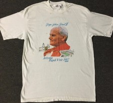 Vtg 80s Pope John Paul II Phoenix AZ Faded Tour Shirt L God Catholic Lord Grunge