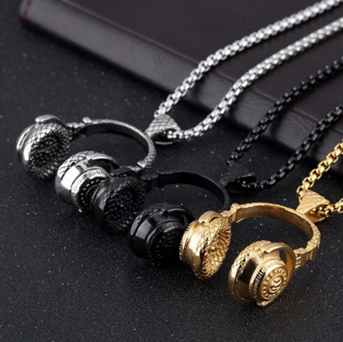 MENDEL Mens Headphone Music Hip Hop DJ Rapper Necklace Pendant Jewelry Chain✲. ` - Picture 2 of 15
