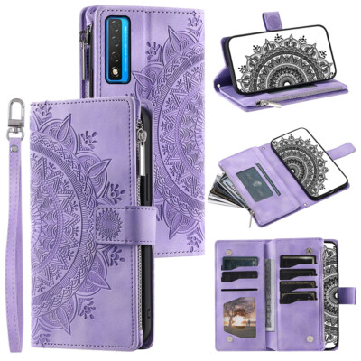 For TCL 20L Case Datura Leather Zipper Card Slots Flip Wallet Pocket Cover
