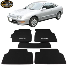 Fits 94-01 Acura Integra DC2 Logo Floor Mats Carpet Front & Rear Nylon Black 5PC