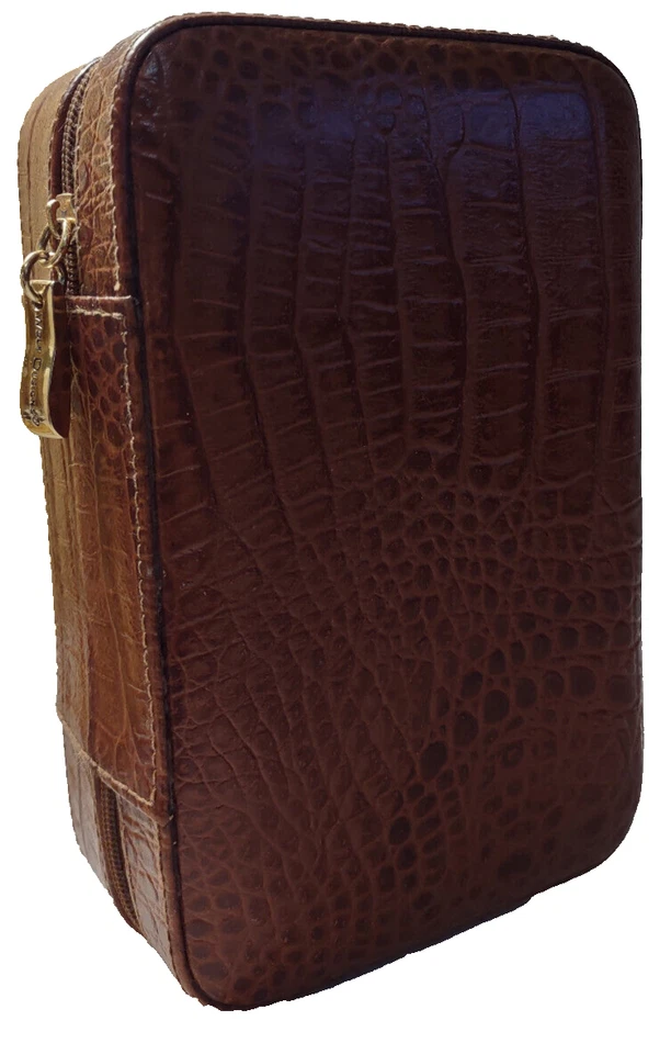 Estuche de cuero con cremallera para conjunto de manicura joyería artículos de tocador maquillaje forrado de terciopelo Foto 2 de 4