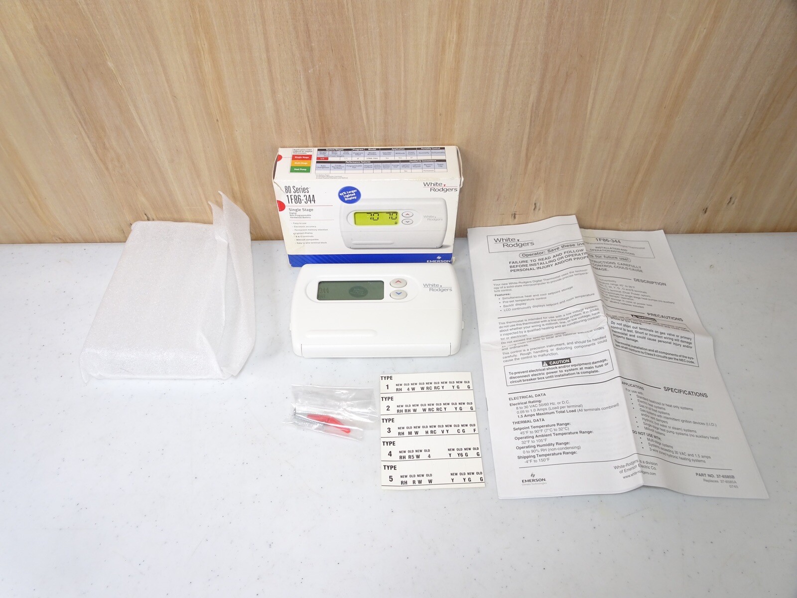 1F86344 White Rodgers Wall Thermostat Heat Cool Non Programmable