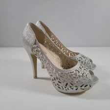 Top Moda Jeweled Silver High Heels Women's Size 7 Shoe